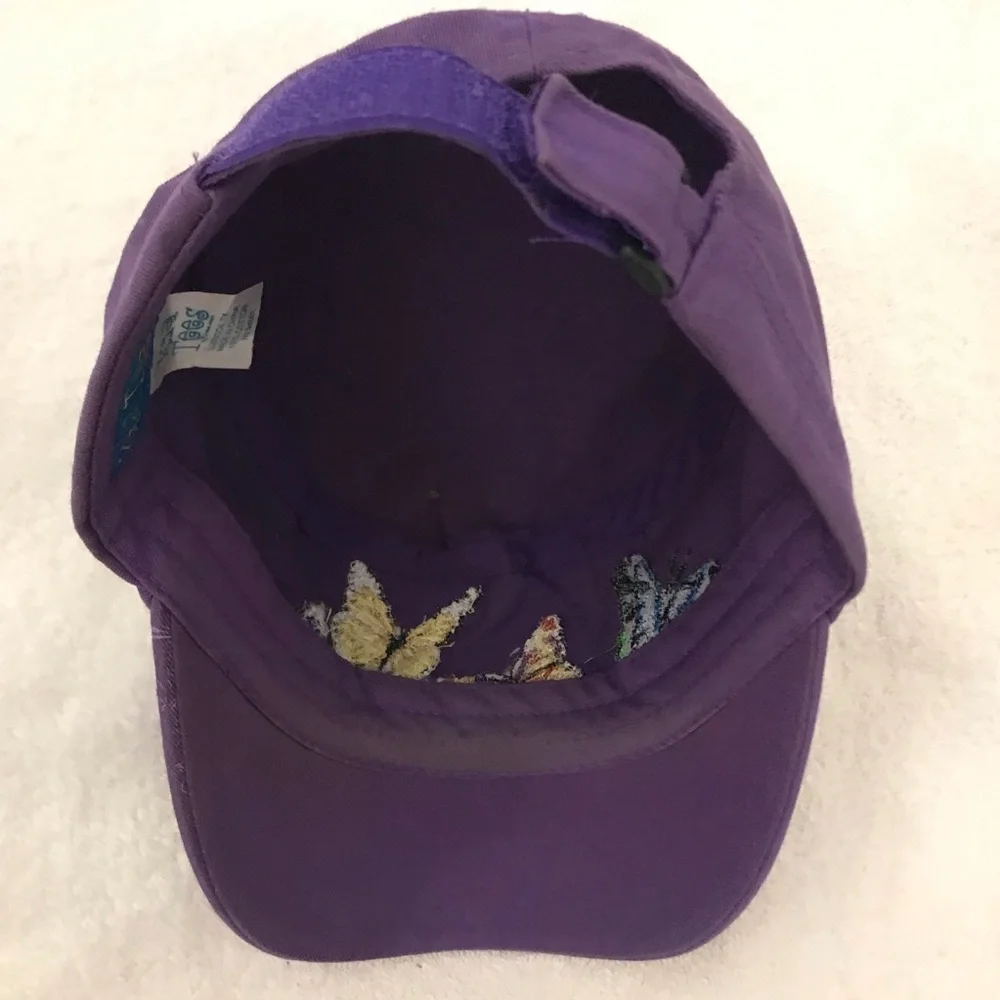 Kids Tees Adjustable Girls Purple Butterfly Cap for Schlitterbahn